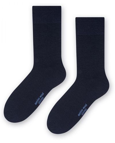 Steve Madden 1 Paar Originele Merino Wol Sokken Voor De Winter - Marine - Blauw