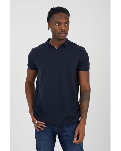 Brave Soul 'Cadbyb' Embroidered Trophy Neck Polo - Blue