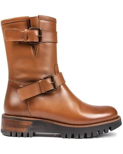 Sole Made In Italy Naples Biker Boots Leather - Brown