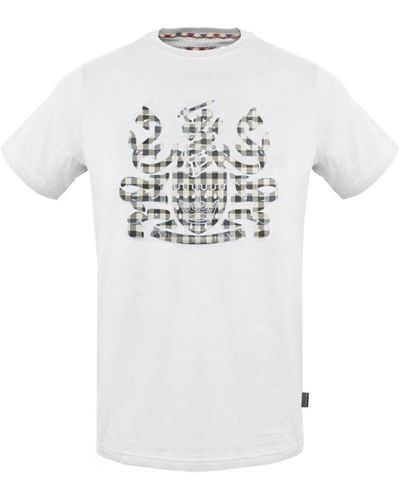 Aquascutum Stitched Aldis Logo White T-shirt Cotton