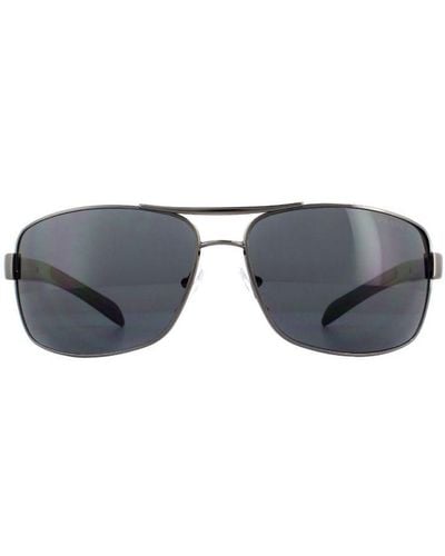 Prada Sunglasses 54Is 5Av5Z1 Gunmetal Polarized Metal (Archived) - Blue