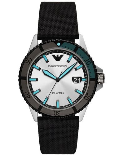 Emporio Armani Diver Watch Ar11465 Fabric - Black