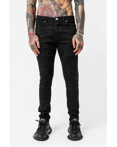 Good For Nothing Cotton Biker Style Skinny Denim Jeans - Black