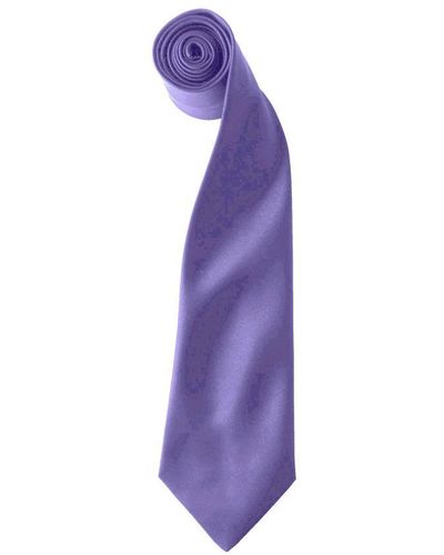 PREMIER Kleuren Satin Clip Tie (pakket Van 2) (paars)