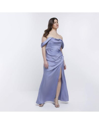River Island Bardot Maxi Dress Bridesmaid - Blue