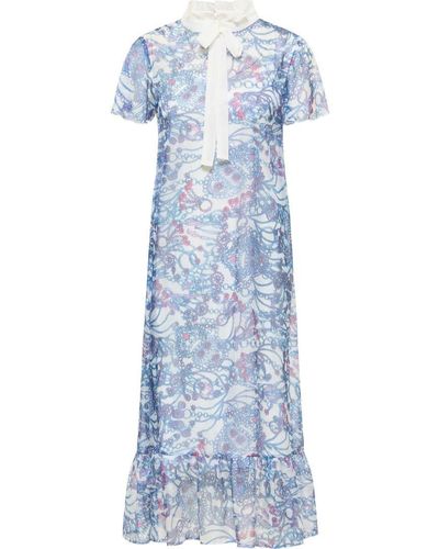 faina Midi-jurk Met Allover-print Naemi - Blauw