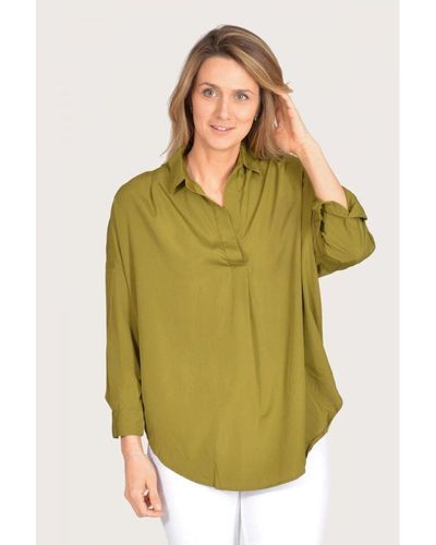 French Connection Open Collar Henley Shirt - Green