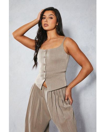 MissPap Tailored Fitted Square Neck Waistcoat - Grey