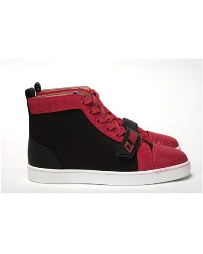 Christian Louboutin Black/loubi Version Louis Orlato Vs Flat Trico Shoes Suede - Red