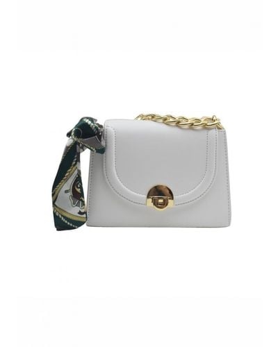 Where's That From 'Calm' Bag With Chain Handle And Scarf Detail - White
