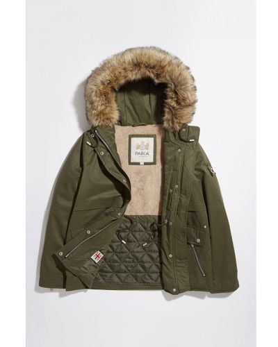 Parka London Wanderer Short-Length Faux Fur Jacket - Brown