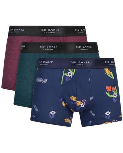 Ted Baker 3 Pack Cotton Trunk - Blue