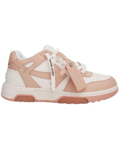 Off-White c/o Virgil Abloh Out Of Office Low Top Powder White Leather Trainers - Pink