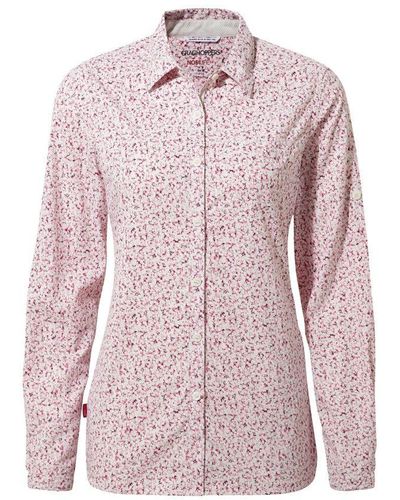 Craghoppers Ladies Fara Long-Sleeved Shirt (Raspberry) - Pink