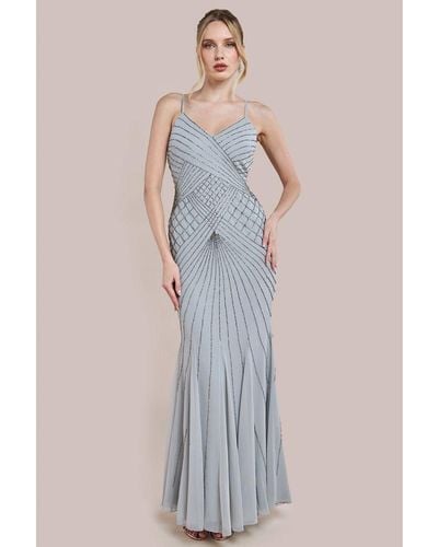 Goddiva Sleeveless Embellished Maxi Dress - Metallic