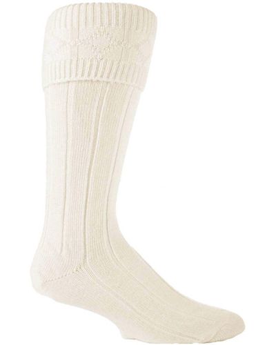 Sock Snob Knee High Wool Blend Ribbed Hose Kilt Socks - White