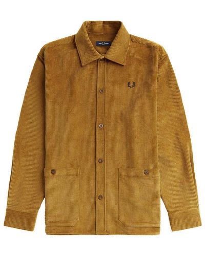 Fred Perry Corduroy Overshirt Bruin Jas