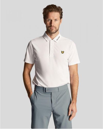 Lyle & Scott Golf Technical Collar Logo Polo Shirt - White