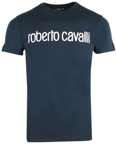 Roberto Cavalli Blauw Katoenen T-shirt
