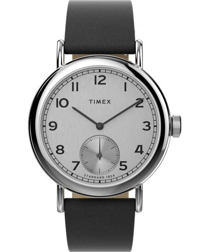 Timex Waterbury Black Watch Tw2v71400 Leather - Grey