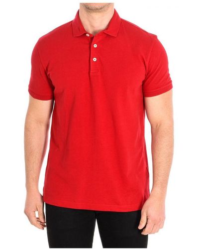 Café Coton Short Sleeve Polo Shirt With Lapel Collar Cotton - Red