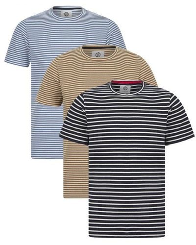 Nordam 3-Pack Heavyweight Short Sleeve Stripe T-Shirts - Blue