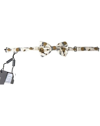 Dolce & Gabbana Musical Instrument Print Neck Bow Tie - Metallic