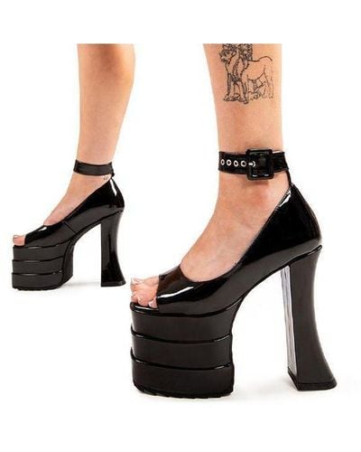 LAMODA Platform Sandals Keep It Real Open Toe High Heel W/ Strap & Buckle - White
