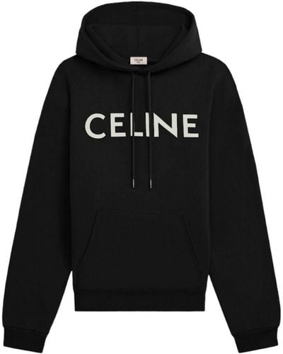 Celine Logo-print Cotton-jersey Hoodie Black