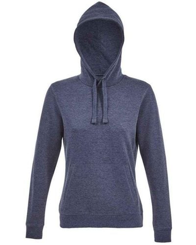 Sol's Ladies Spencer Hooded Sweatshirt (Denim Heather) - Blue