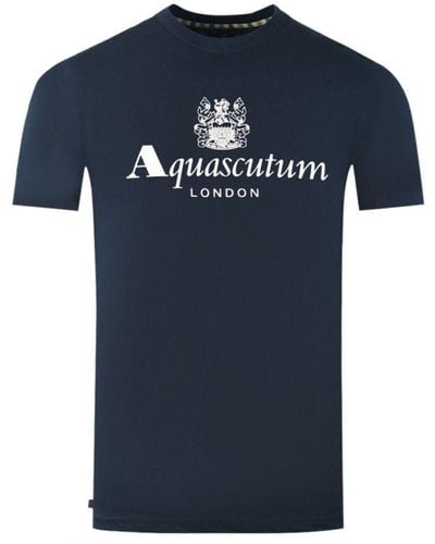 Aquascutum London Aldis Brand Logo T-Shirt - Blue