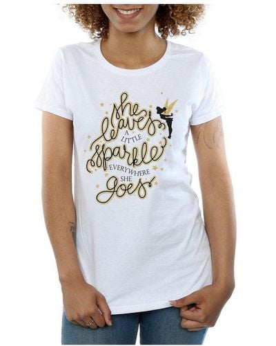 Disney Ladies Tinkerbell Stars Cotton T-Shirt () - White