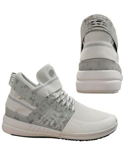 Supra Skytop V White Grey Slip On High Top Lace Up Trainers 08032 102 B50e