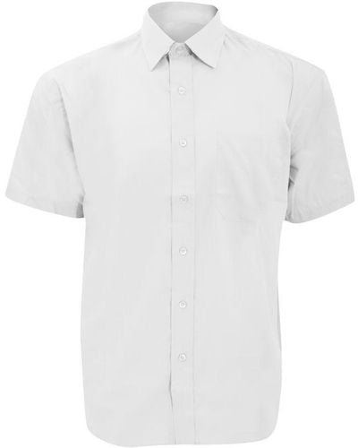Russell Collection Short Sleeve Poly-Cotton Easy Care Poplin Shirt () - White