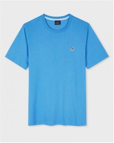 Paul Smith Ps Regular Fit Short Sleeve Organic Cotton Zebra Logo T-Shirt - Blue