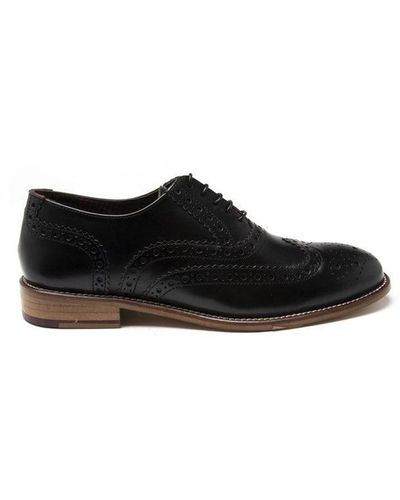London Brogues Gatsby Brogue Shoes Leather - Black