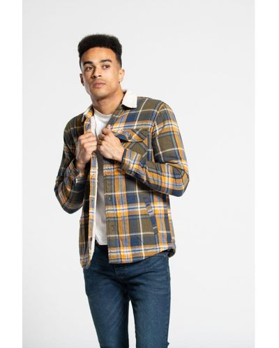 Tokyo Laundry Cotton Long Sleeve Padded Check Shirt With Sherpa Lining - Green