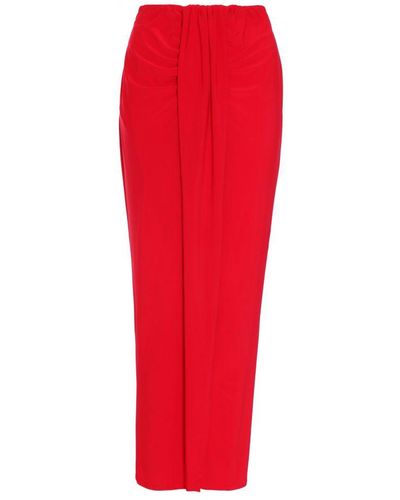 Quiz Ruched Split Maxi Skirt - Red