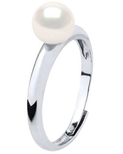 Diadema Rush Ring Verstelbare Zoetwaterparels Rond 6-7 Mm White 925 - Wit
