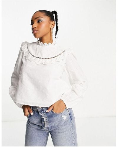 Miss Selfridge Embroidered Victoriana Top - White