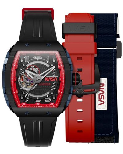 Nubeo Magellan Automatic Nasa Limited Edition Thagard Black Watch Nb-6047-nas-03 - Red