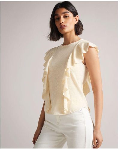 Ted Baker Kathley Frill Linen Vest, Cotton/Linen - Natural