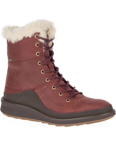Merrell Ladies Tremblant Ezra Lace Polar Leather Snow Boots - Brown