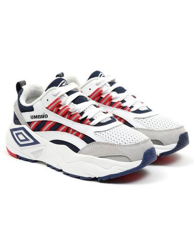 Umbro 's Neptune Low Top Speedy Lace Up Trainers In White Navy - Wit