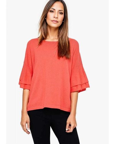Phase Eight Frill Sleeve Knit Top - Red