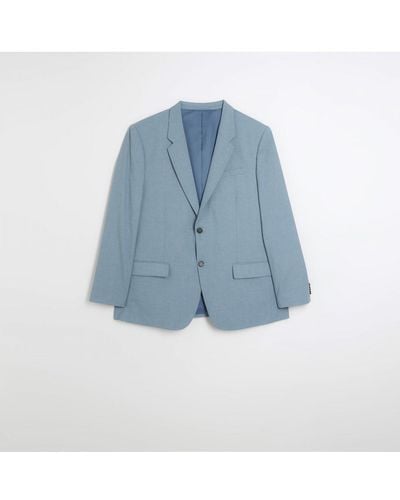 River Island Suit Jacket Big & Tall Slim Fit - Blue
