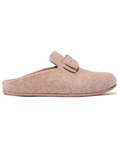Fitflop Womenss Fit Flop Chrissie Ii Haus E01 Bow Felt Slippers - Pink