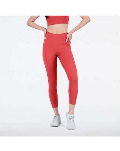 New Balance Womenss Shape Shield 7/8 High Rise Pocket Tights - Red