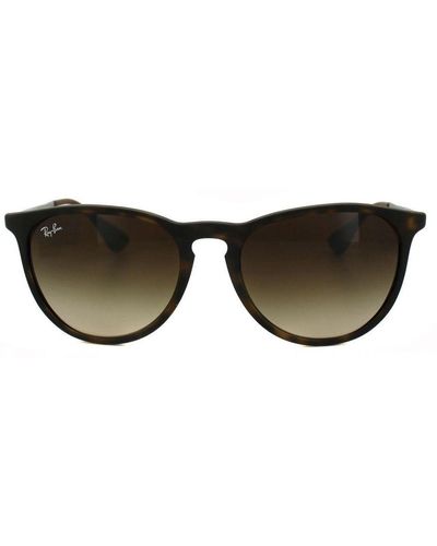 Ray-Ban Ladies Retro Round Rubberised Havana Gradient Sunglasses - Brown