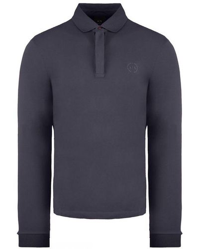 Armani Exchange Basic Dark Polo Shirt Cotton - Blue